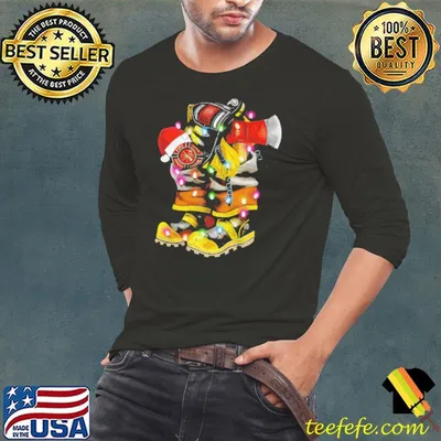 Funny love boots firefighter christmas shirt