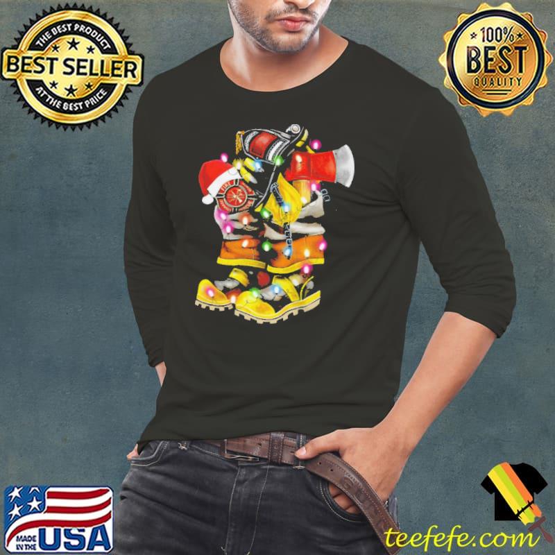 Funny love boots firefighter christmas shirt