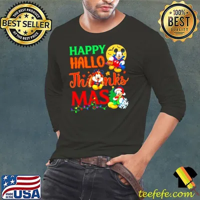 Funny mickey Mouse Happy Hallo ThnaksMas Christmas shirt