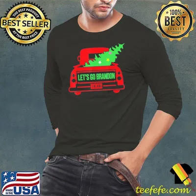 Funny red Truck With Xmas Tree Let’s Go Brandon Christmas T-Shirt