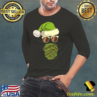 Funny Santa Claus Hop Beard Beer Sunglasses Christmas Hat Shirt