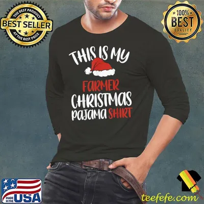 Funny This is My Farmer Christmas Pajama Shirt Santa hat T-Shirt
