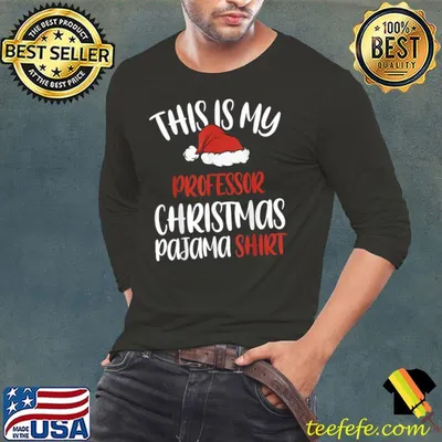 Funny This is My Professor Christmas Pajama Shirt Santa hat T-Shirt