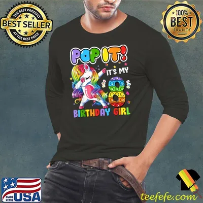 Funny Unicorn Dabbing 8 Years Old 8th Birthday Pop It Fidget Girls T Shirt