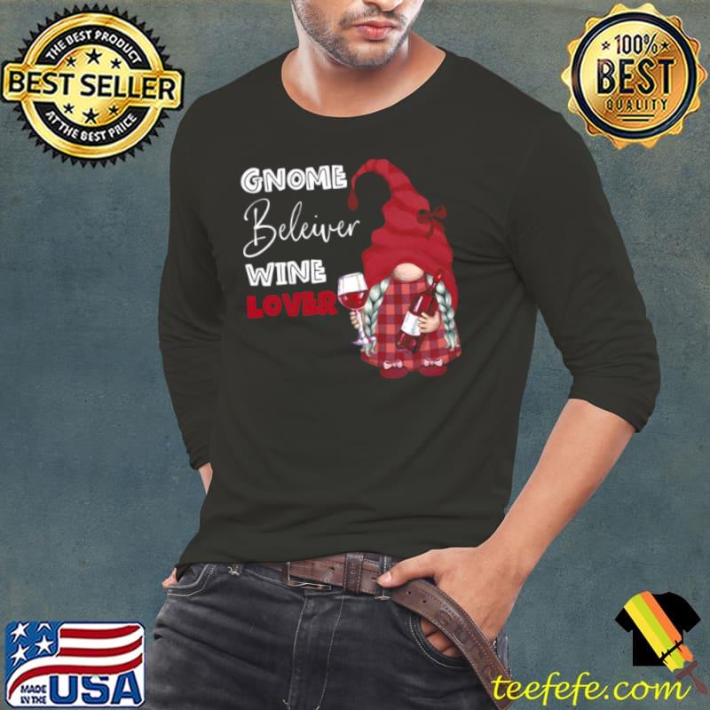 Gnome believer wine tomte scandinavian garden gnome Long Sleeve Tee Gnome believer wine tomte scandinavian garden gnome Long Sleeve Tee