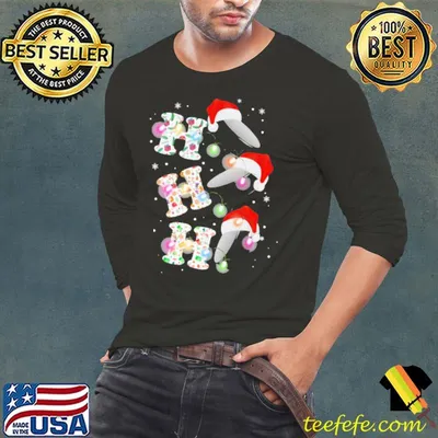 Hockey Ho Ho Ho Christmas Light Shirt