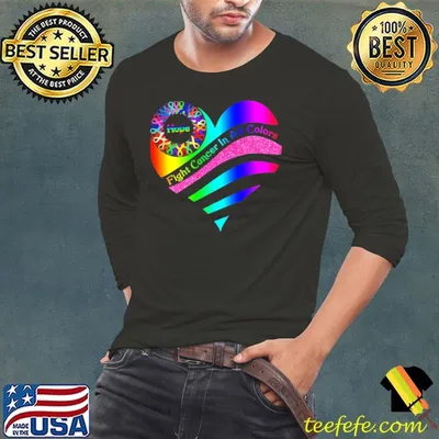 Hope Fight Cancer In All Colors Heart Breast Cancer Awareness Shirt