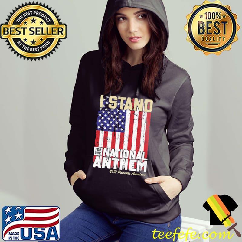 I stand for our national anthem v r patriotic american usa flag shirt
