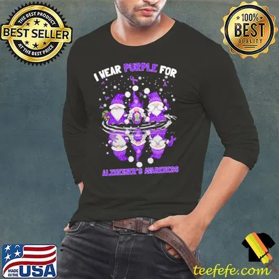 I wear purple for alzheimers awareness gnome shirt