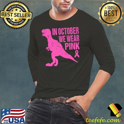 In October We Wear Pink Breast Cancer Trex Dino Kids Toddler Premium T-Shirt