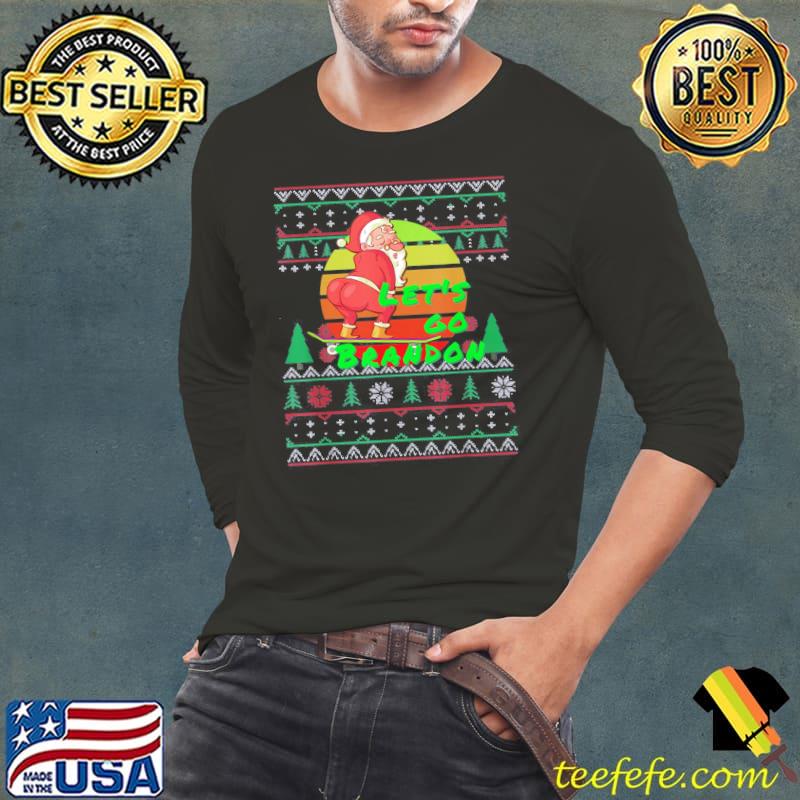 Let’s Go Anti-Biden Christmas Skater Santa Skateboarding T-Shirt