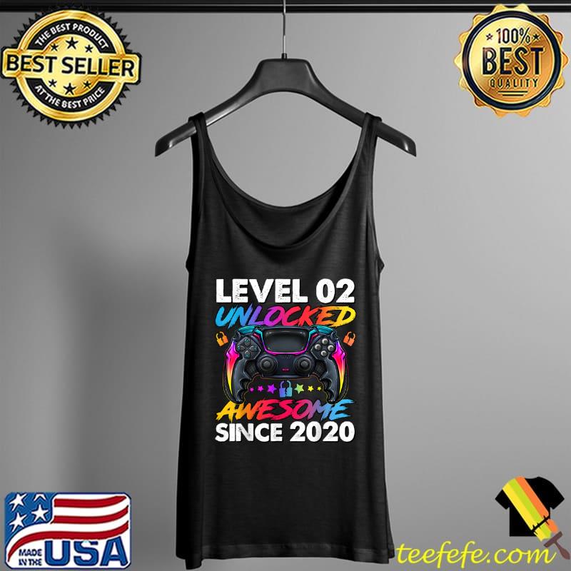 Level 2 Unlocked Awesome Since 2020 2nd Birthday Gaming T Shirt Tank Top Level 2 Unlocked Awesome Since 2020 2nd Birthday Gaming T Shirt Tank Top