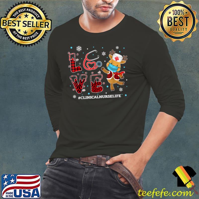 Love Clinical Nurse Buffalo Plaid Leopard Xmas Reindeer T Shirt Love Clinical Nurse Buffalo Plaid Leopard Xmas Reindeer T Shirt