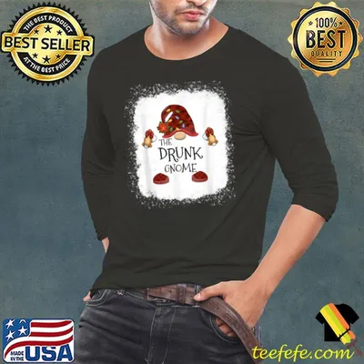 mb Drunk Gnome Buffalo Plaid Christmas Light Bleached T Shirt