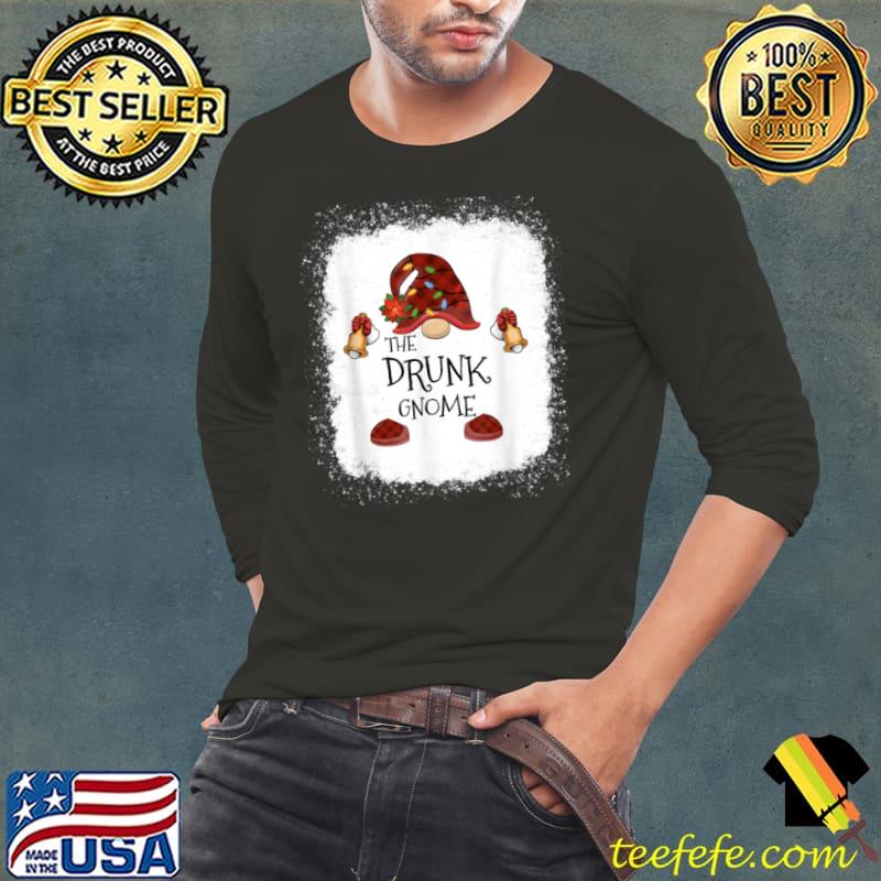 mb Drunk Gnome Buffalo Plaid Christmas Light Bleached T Shirt