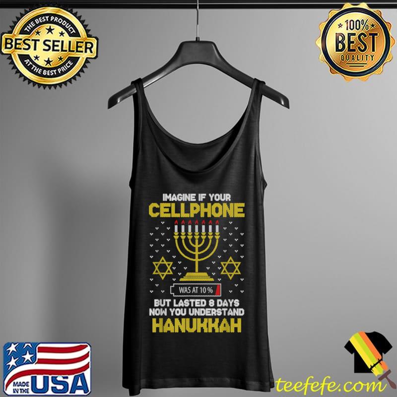 Menorah Cellphone Hanukkah Jewish Ugly Christmas T Shirt Tank Top Menorah Cellphone Hanukkah Jewish Ugly Christmas T Shirt Tank Top