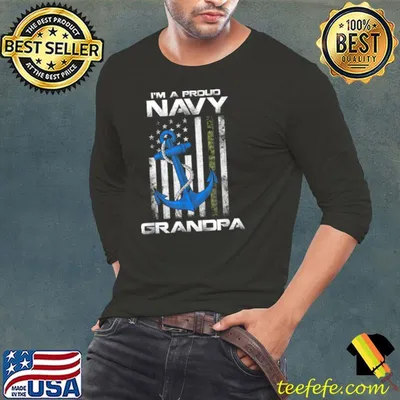 Mens Proud Navy Grandpa Shirt American Flag Vintage T Shirt