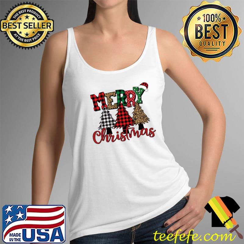 Merry Christmas Buffalo Plaid Leopard look Pajama T-s Tank Top Merry Christmas Buffalo Plaid Leopard look Pajama T-s Tank Top