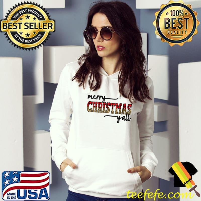 Merry Christmas Ya'll Buffalo Plaid Leopard look Pajama T-Shirt
