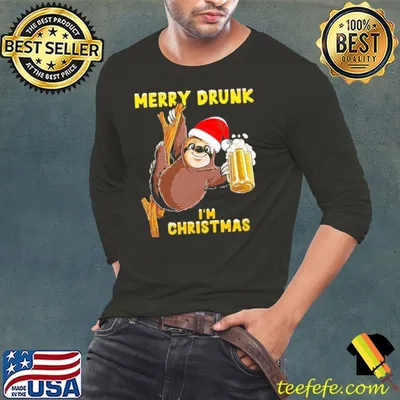 Merry Drunk I'm Christmas Beer Sloth Santa Shirt
