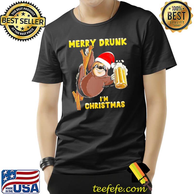 Merry Drunk I'm Christmas Beer Sloth Santa Shirt Unisex Merry Drunk I'm Christmas Beer Sloth Santa Shirt Unisex