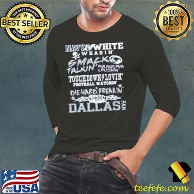 Navy And White Wbarin' Smack Talkin' Touchdown Lovin' Football Watchin' Kaboom Dallas Pan Shirt