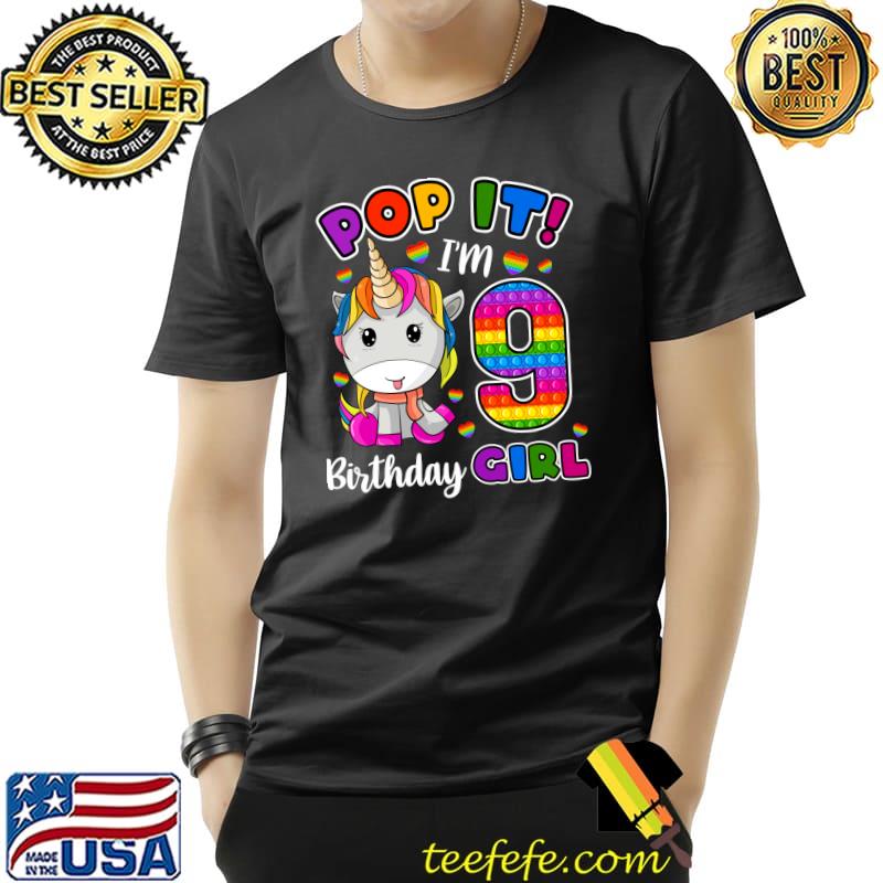 Nice 9 Year Old Gift 9th Birthday Unicorn Girls Pop It Fidget T-Shirt Unisex Nice 9 Year Old Gift 9th Birthday Unicorn Girls Pop It Fidget T-Shirt Unisex