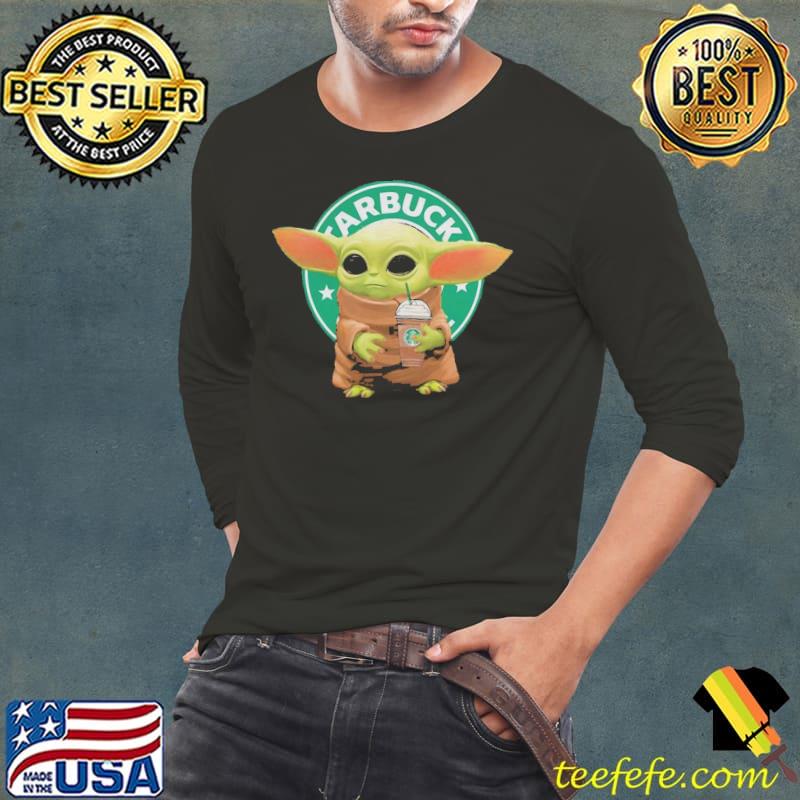 Nice Baby Yoda Hold Starbucks Logo Shirt Long Sleeve Tee Nice Baby Yoda Hold Starbucks Logo Shirt Long Sleeve Tee