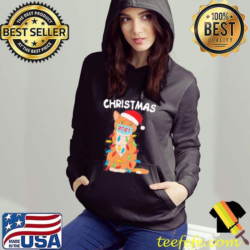 Nice Cat In Face Mask And Santa Hat Christmas 2021 Shirt Nice Cat In Face Mask And Santa Hat Christmas 2021 Shirt