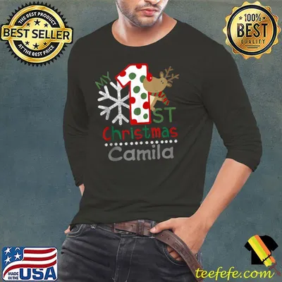 Nice Christmas Custom For Baby Girl 1st Xmas Camila Custom Name T-shirt