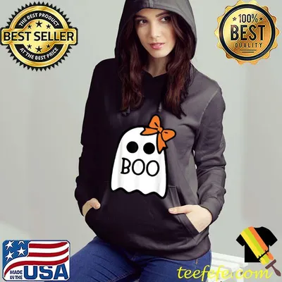 Nice Cute Floating Ghost Orange Ribbon Halloween Costume Tee T Shirt