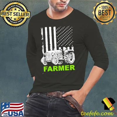 Nice Flag Patriotic Farmer With Tractor T Shirt
