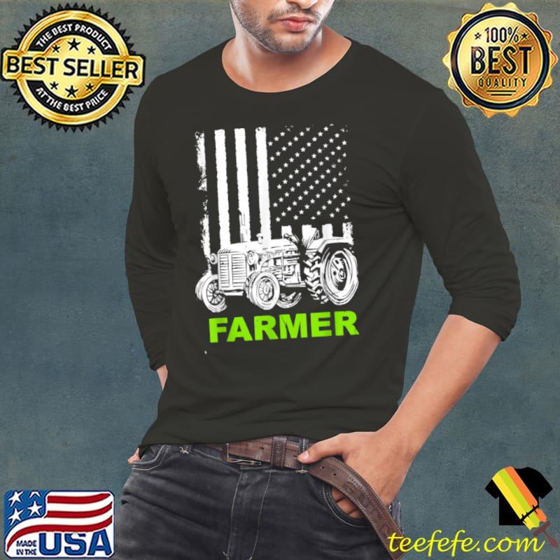 Nice Flag Patriotic Farmer With Tractor T Shirt