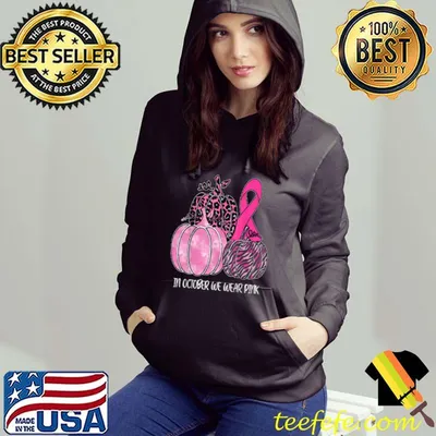 Nice In October We Wear Pink Ribbon Pumpkin Breast Cancer T Shirt