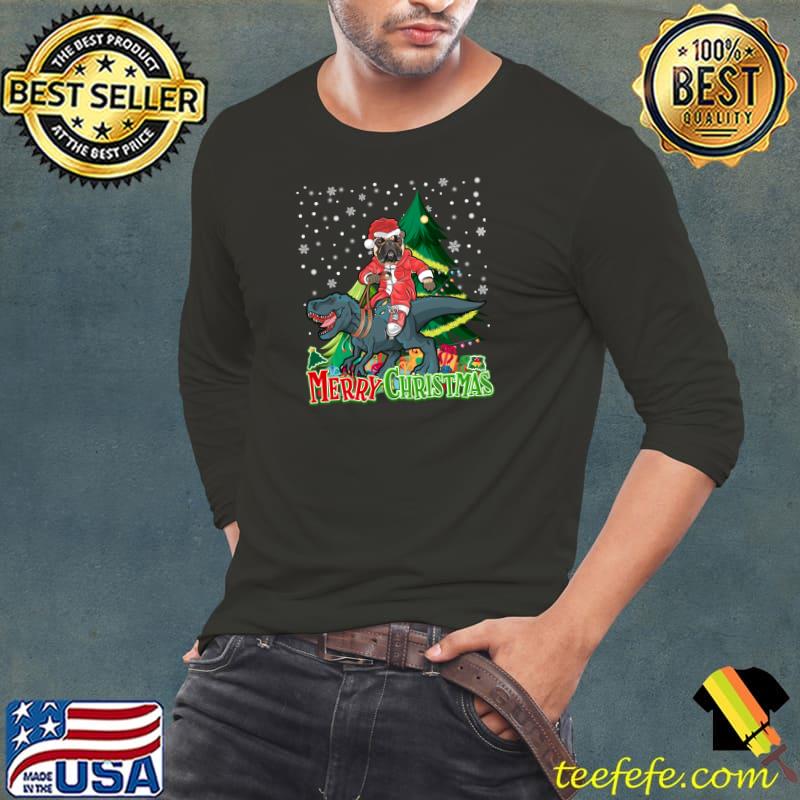 Nice santa Bulldog Riding Dinosaur T rex Christmas Xmas T-Shirt Nice santa Bulldog Riding Dinosaur T rex Christmas Xmas T-Shirt