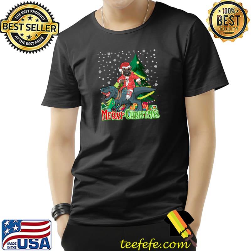 Nice santa Bulldog Riding Dinosaur T rex Christmas Xmas T-Shirt Unisex Nice santa Bulldog Riding Dinosaur T rex Christmas Xmas T-Shirt Unisex