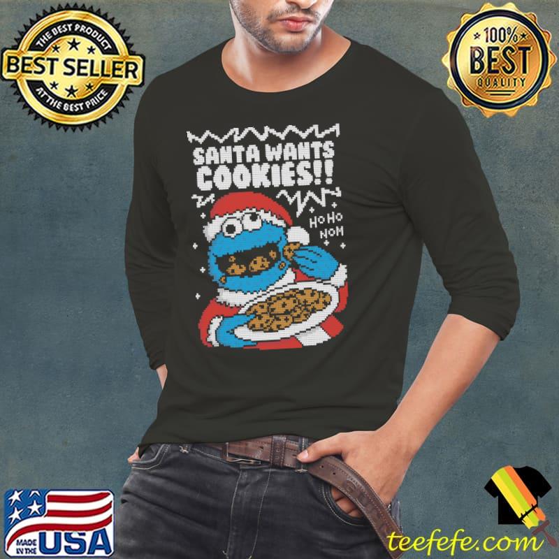Nice santa Wants Cookies Hoho Nom Shirt Long Sleeve Tee Nice santa Wants Cookies Hoho Nom Shirt Long Sleeve Tee