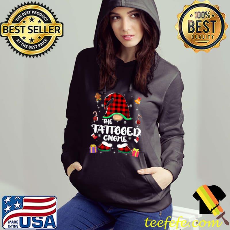 Nice Tattooed Gnome Buffalo Plaid Red Matching Family Christmas T Shirt