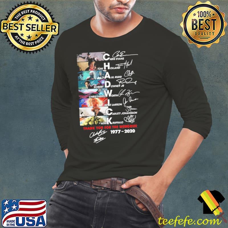 Official chadwick Boseman Chris Evans Tom Holland Paul Rudd Thank You For The Memories 1977 2020 Signatures Shirt