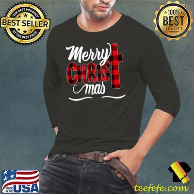 Official cute Merry Christmas Buffalo Plaid, Christian, Christ T-Shirt