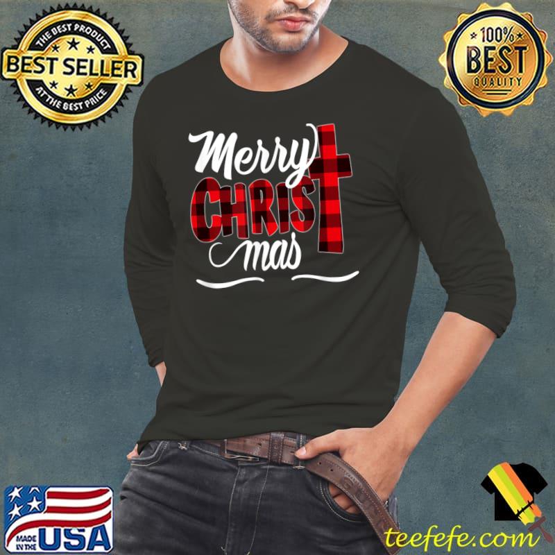 Official cute Merry Christmas Buffalo Plaid, Christian, Christ T-Shirt