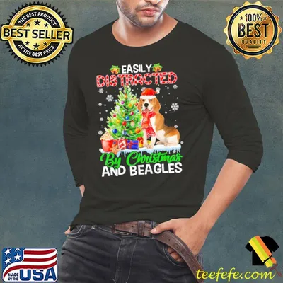 Official easily Distracted By Christmas And beagles shirt