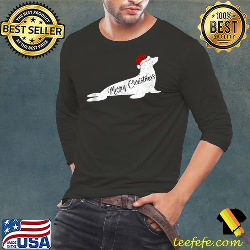 Official funny Seals Animal Lover Xmas Santa Hat Seals Christmas T-Shirt