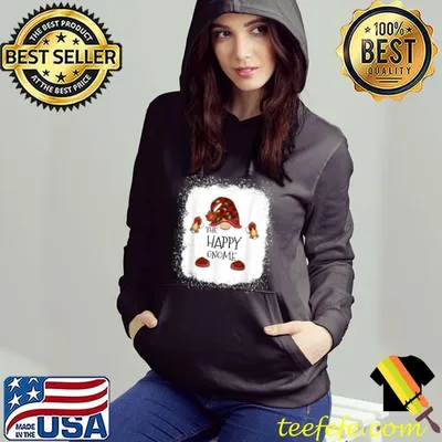 Official Happy Gnome Buffalo Plaid Christmas Light Bleached T Shirt