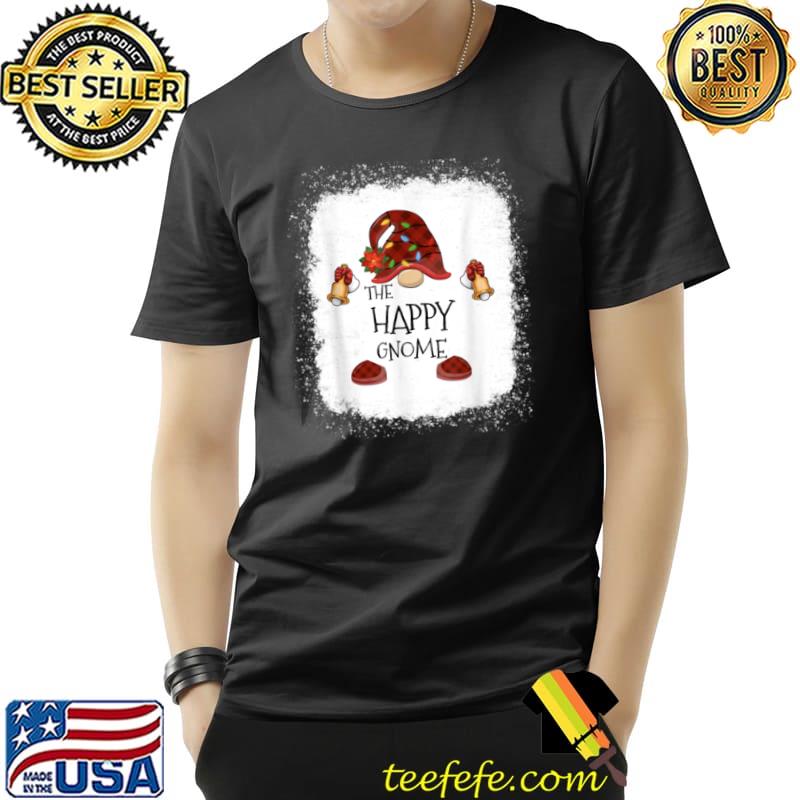 Official Happy Gnome Buffalo Plaid Christmas Light Bleached T Shirt Unisex Official Happy Gnome Buffalo Plaid Christmas Light Bleached T Shirt Unisex