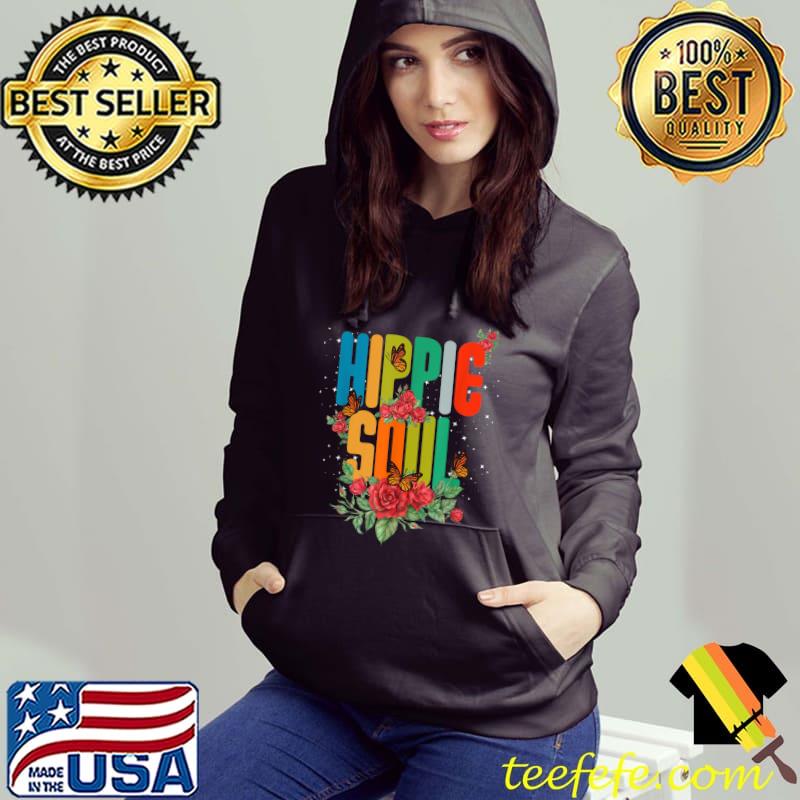 Official Hippie 60s 70s Butterfly Peace Flowers T-Shirt