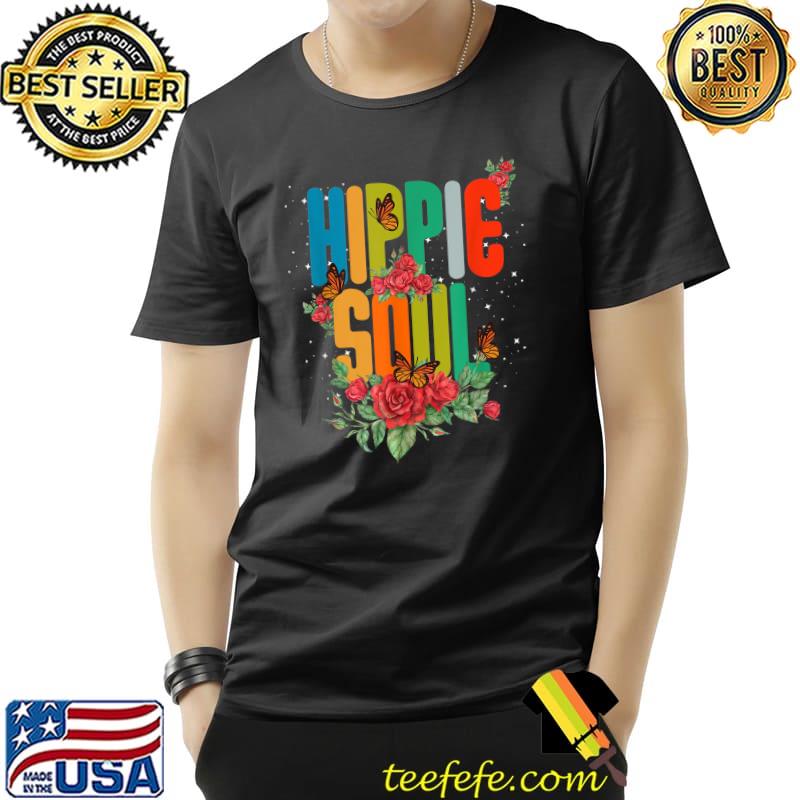 Official Hippie 60s 70s Butterfly Peace Flowers T-Shirt Unisex Official Hippie 60s 70s Butterfly Peace Flowers T-Shirt Unisex