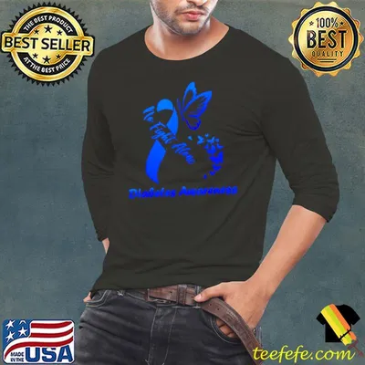 Official in November We Wear Blue Butterflies Diabetes Awarness Fight Shirt
