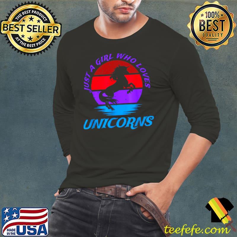 Official just a girl who loves Unicorns beautiful sunset Shirt