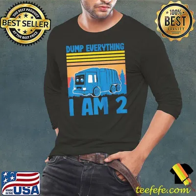 Official Kids dump everything I'm 2 boy 2nd birthday trash garbage truck shirt